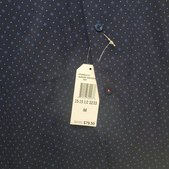NWT Navy Grnd Blue and White Print  Slim Fit Nautica Button Down SZ:M - Picture 8 of 11